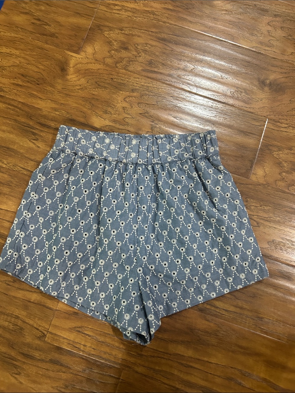 Blue Rain Light Blue Eyelet High-Waist Women’s Shorts